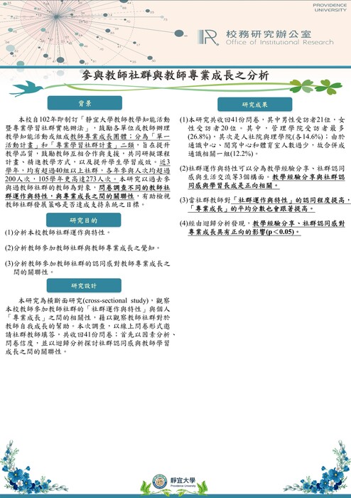 【2017年】參與教師社群與教師專業成長之分析圖片