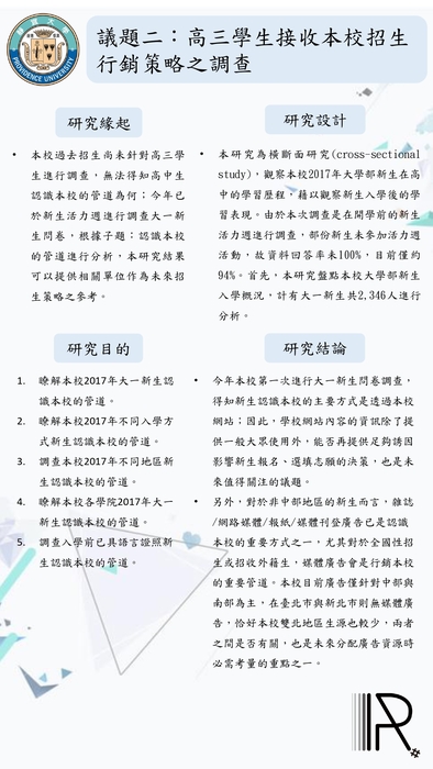 【2021年】高三學生接收本校招生行銷策略之調查圖片