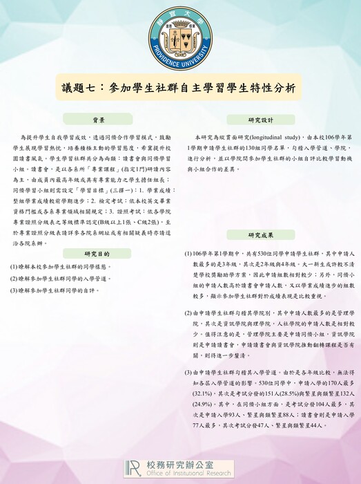【2019年】參加學生社群自主學習學生特性分析圖片