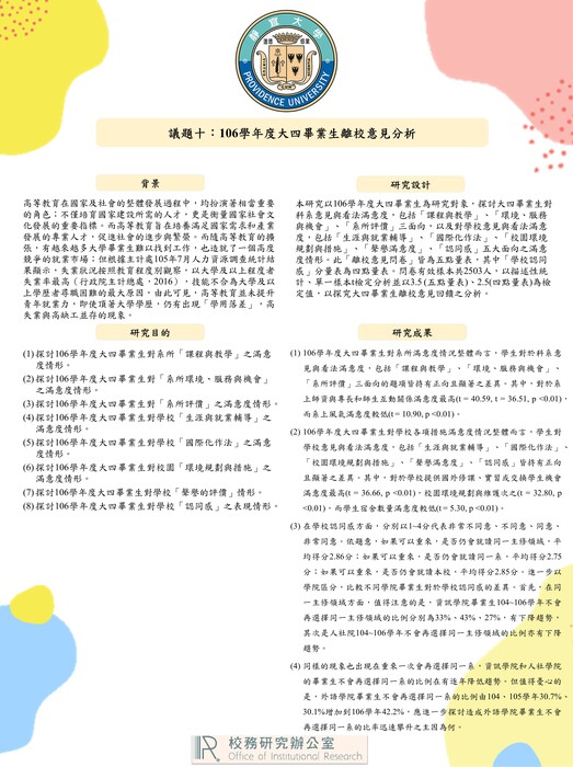 【2020年】106學年度大四畢業生離校意見分析圖片